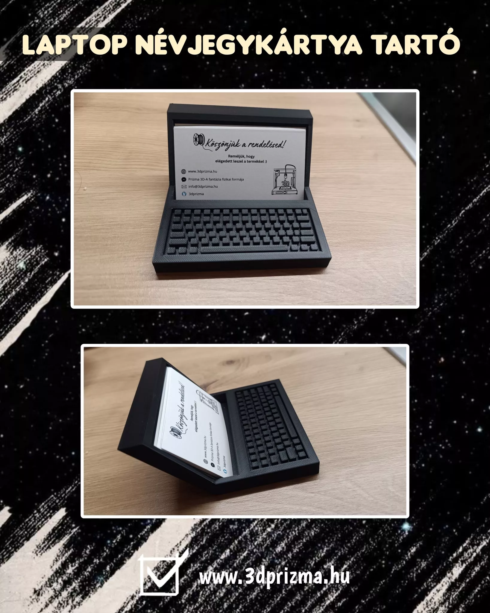 Laptop dizájnú névjegykártya‑tartó